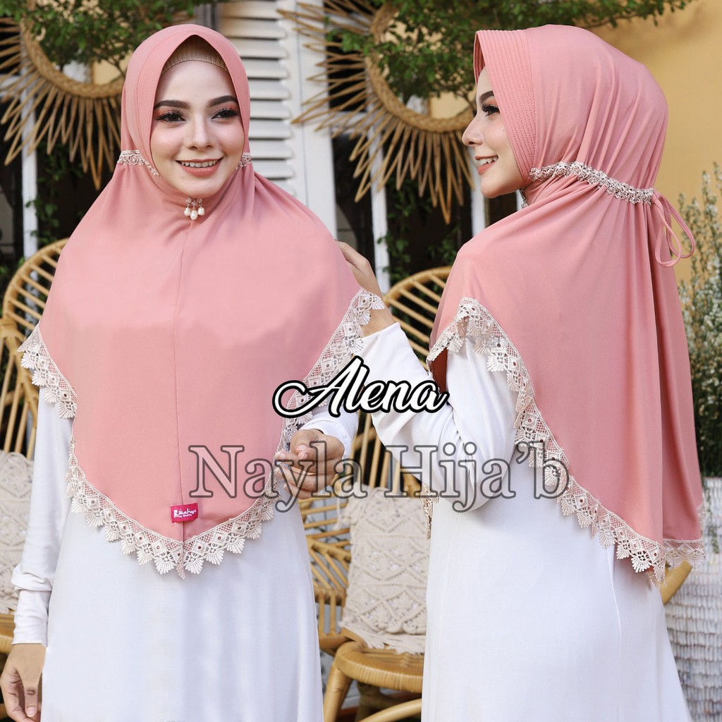 Jilbab Instan Serut Alena Renda Import Kerudung Instan Jersey Super Premium Termurah Nayla Hijab