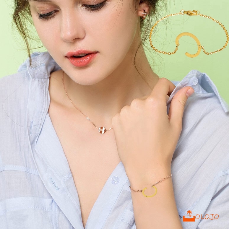 OLOJO  Gelang Rantai Model Vintage Dengan 26 Huruf Untuk Wanita