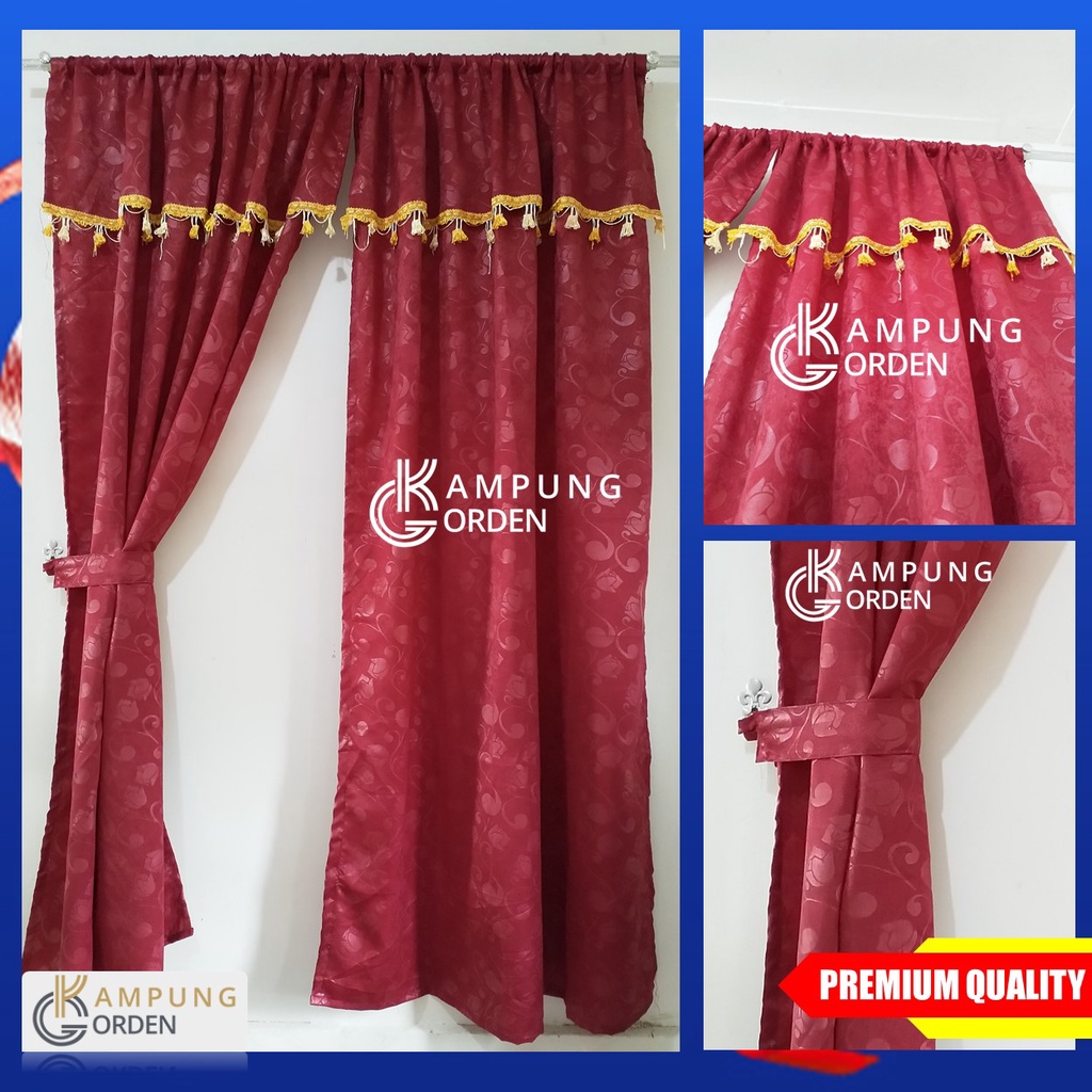 GORDEN SERUT PONI  RUMBAI  EMBOS TEBAL POLOS WARNA MERAH PANJANG