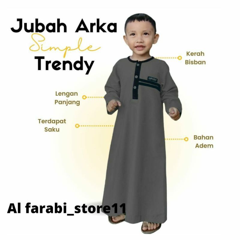 Al Farabi store 11 Jubah anak laki laki lengan panjang model Arka usia 1 sampai 13 tahun Baju Gamis anak terbaru 2022
