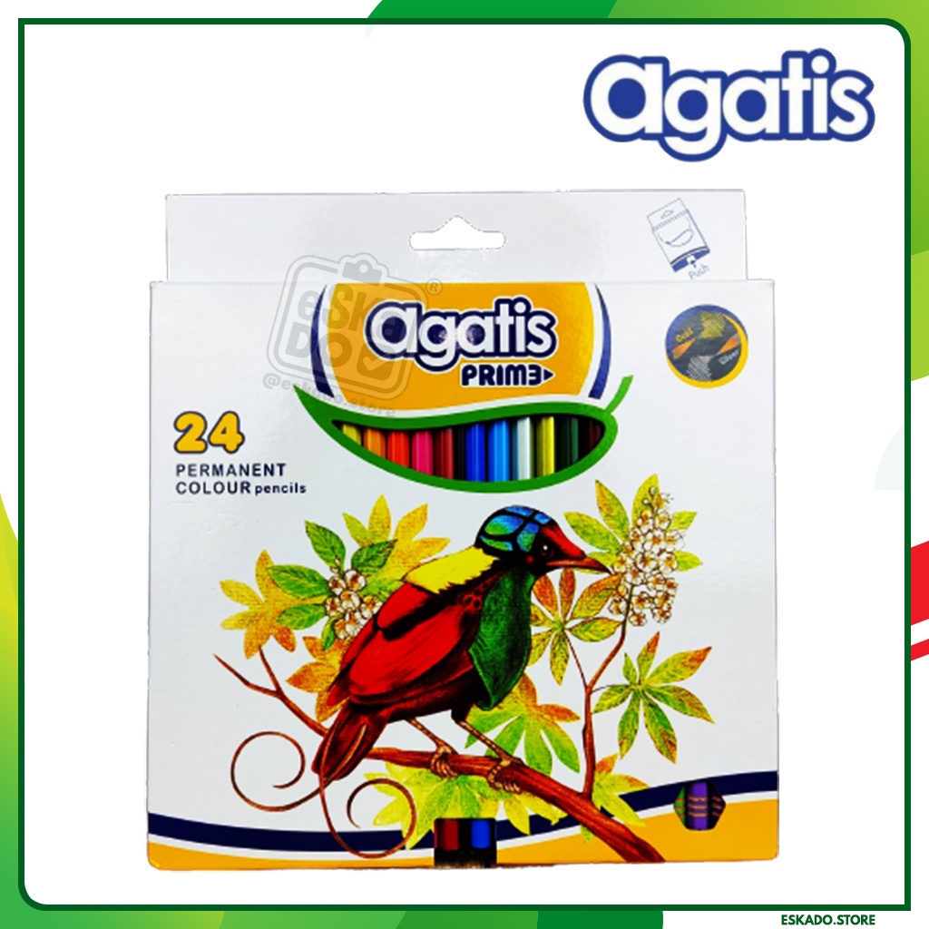 Pensil Warna Agatis Prime 12 / 24 warna Panjang / Pensil Gambar Agatis