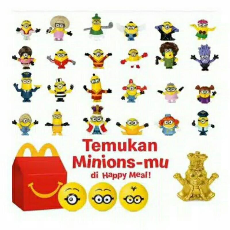 Mainan Happy Meal McD McDonald McDonald's Karakter Minions : Minion The Rise of Gru Bola Figure Gold
