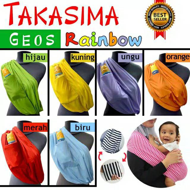 Geos Takasima Rainbow Plus Kantung Menyimpan Susu , Gendongan Kaos Murah Rainbow