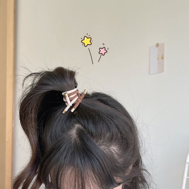baru 1pcs Ikat Rambut Dekorasi Gesper Tembaga Elastisitas Tinggi Import Ala Korea Fashion Kesederhanaan Kecil Segar Tali Rambut Aksesoris wanita