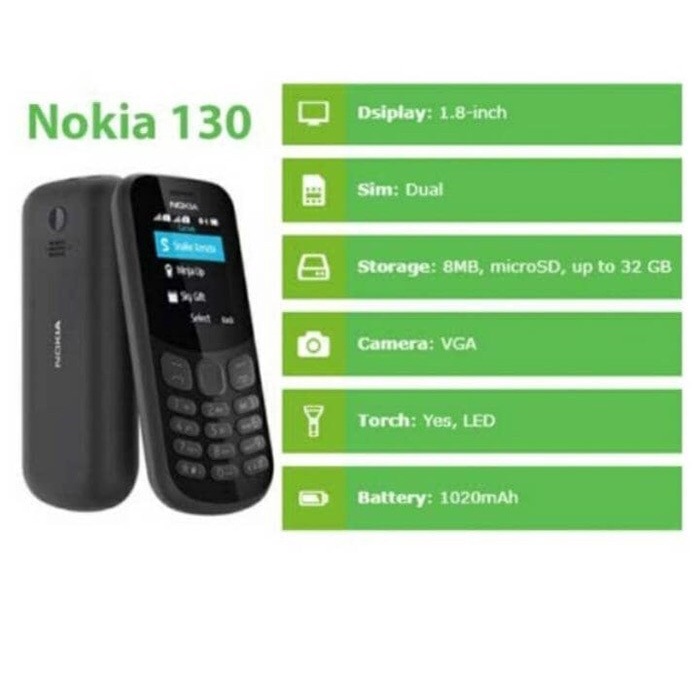 COD Handphone Nokia 130 Dual Sim Hp Jadul Nokia 130 NEW HP MURAH BAHASA INDONESIA-1