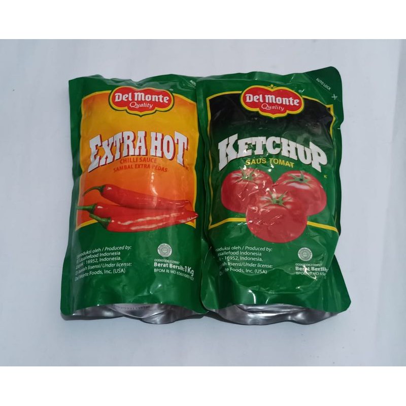 Saos Tomat / Saus Sambal 1 Kiloan Del Monte Standing Pouch Delmonte Xtra Hot 1 kg