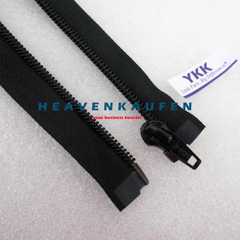 Resleting Zipper Jaket YKK Gigi Coil Halus 70 cm Atau 28 inch Hitam Open End Buka Lepas