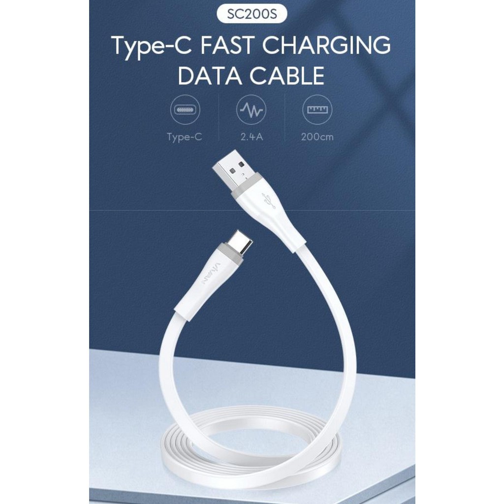 Vivan Kabel Data USB Type-C 2.4A Fast Charging 2M SC200s Original