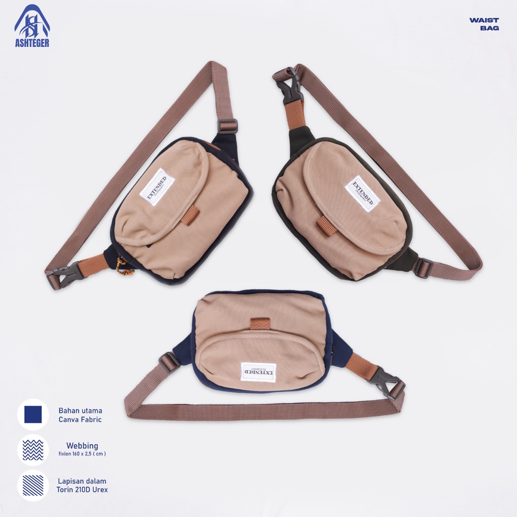 Tas Selempang Waistbag Canvas Pria Wanita Tas Pinggang Trendy Premium