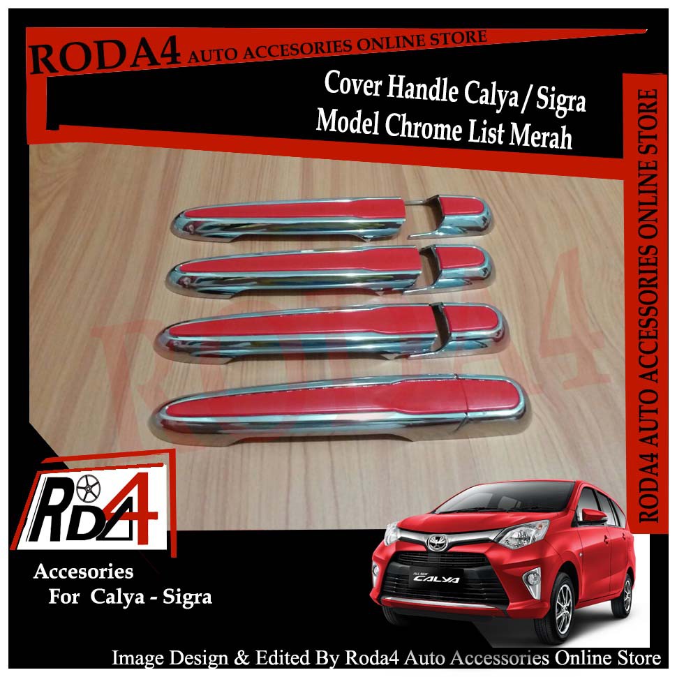 COVER HANDLE TOYOTA CALYA CHROME LIST MERAH