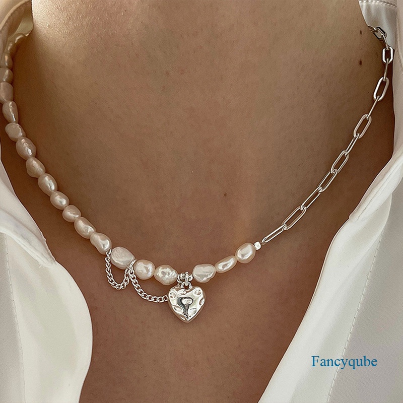 Kalung Klavikula Dengan Liontin Mutiara Imitasi Bentuk Hati Untuk Wanita