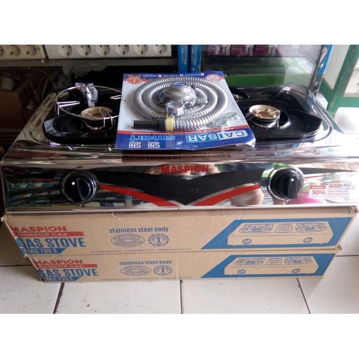 MASPION MKG-709S Kompor Gas 2 Tungku + (Selang &amp; Regulator)