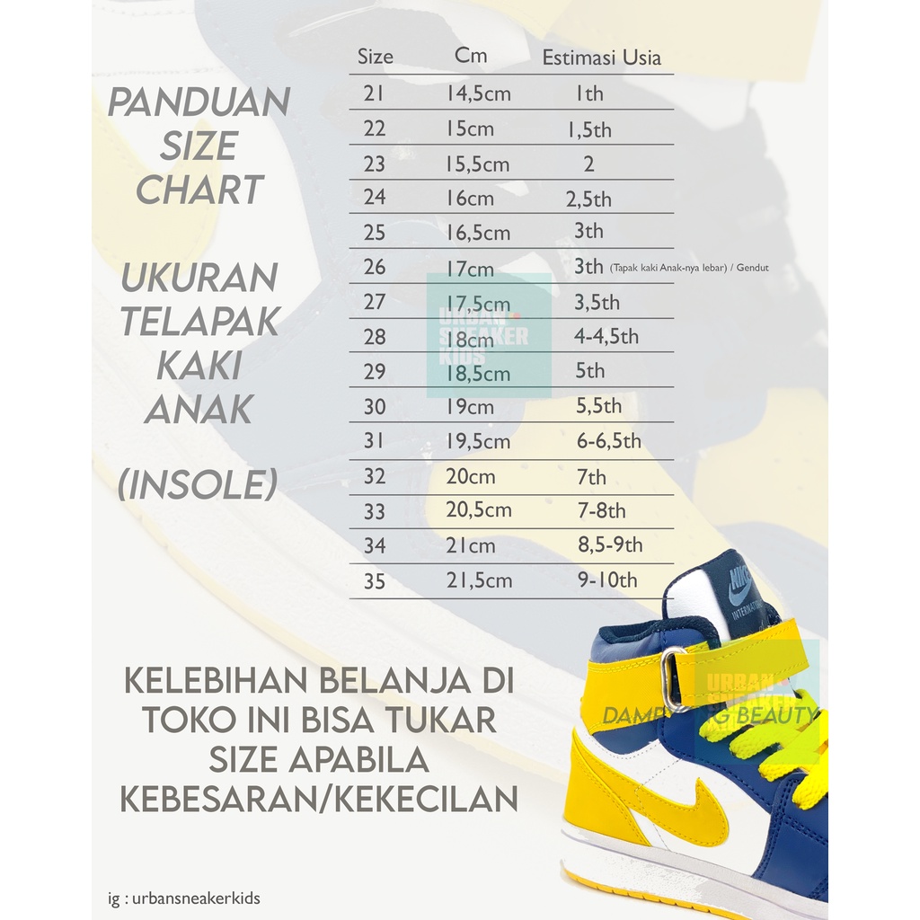 Sepatu Sneakers Anak Import Laki laki Warna Navi Kuning Usia 3-10 Tahun - Urban Sneaker Kids