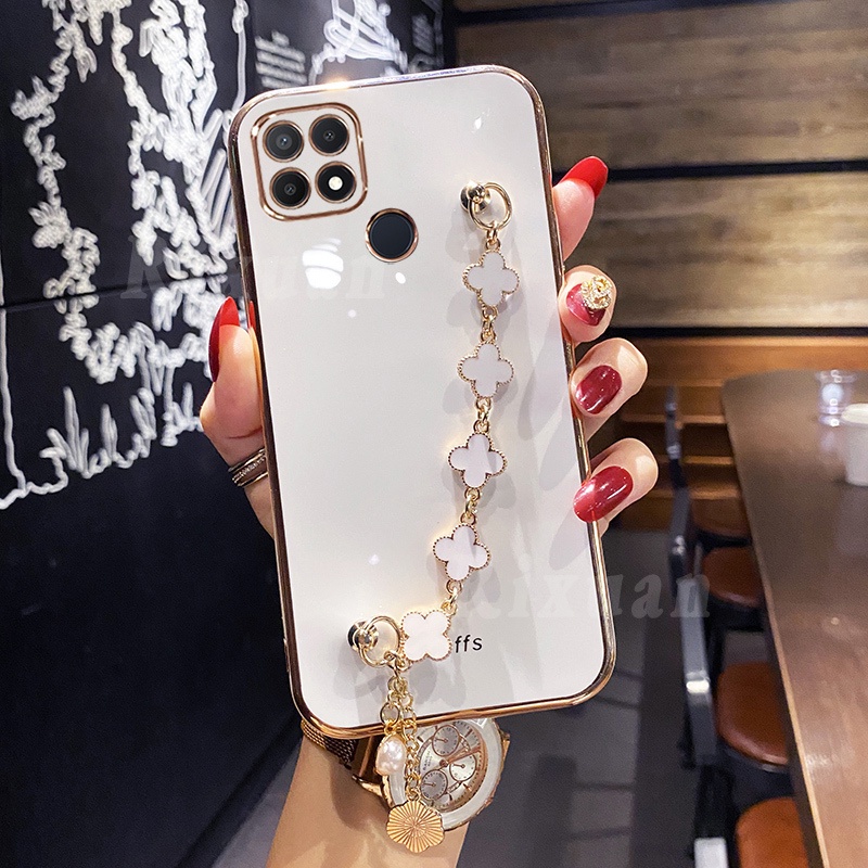 Casing Silikon Realme C21Y C25Y C35 C31 8i 8 Pro C15 C12 C25 Narzo 30A C25S 5i 6i 9i C3 XT GT Neo2 Motif Daun Clover