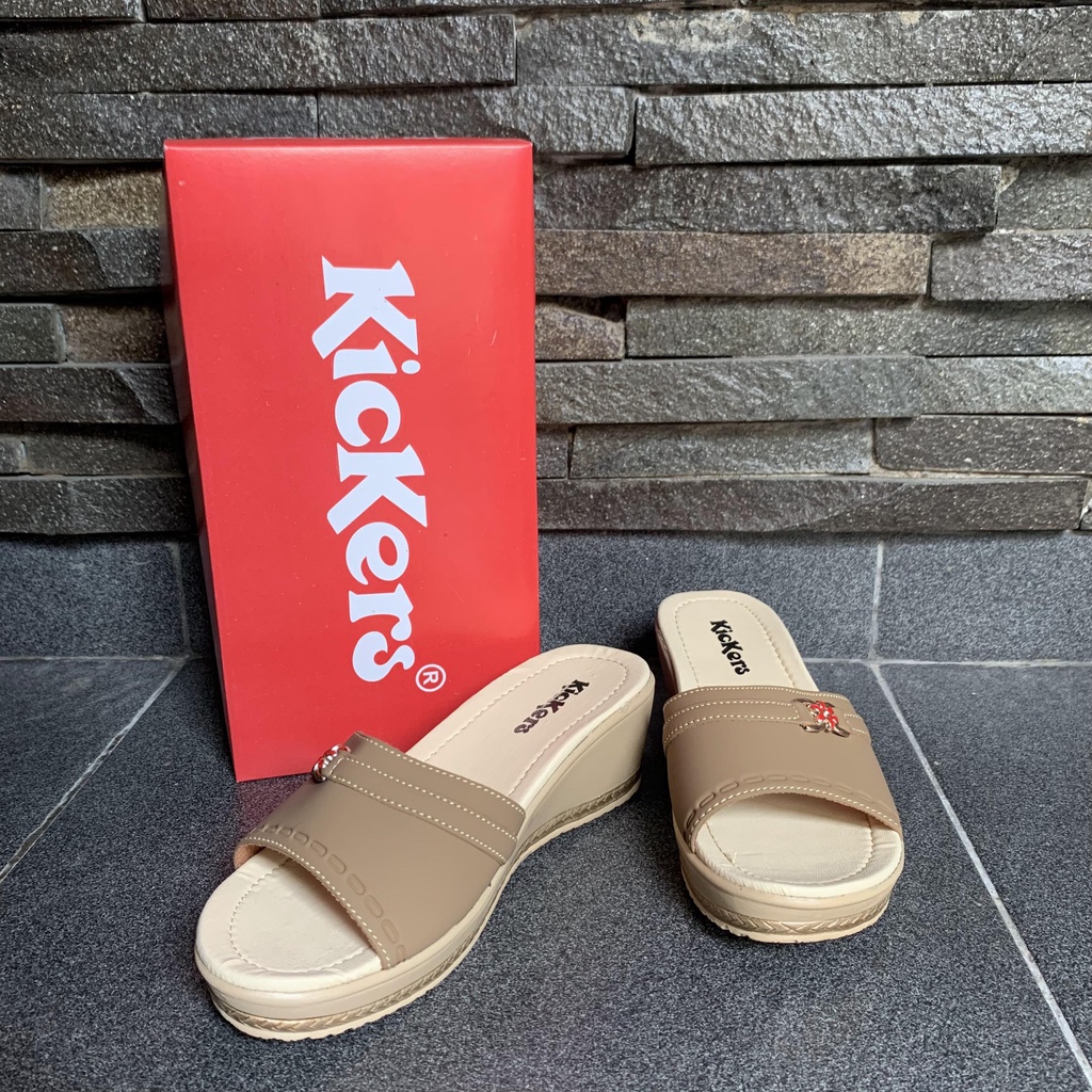 SANDAL WEDGES SELOP WANITA HAK 5CM SLOP BUNGA PESTA FORMAL MAL KAMPUS TERBARU WEDGES LESTARI 1-LESTARI CREAM