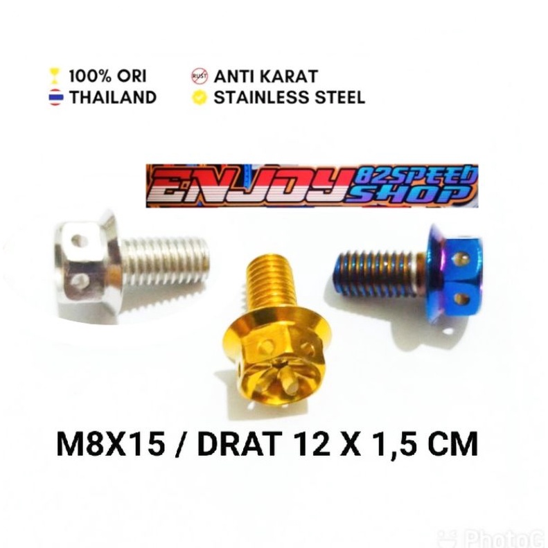 Baut pb probolt asli M8 x 15 / Drat 12 panjang 1,5 cm harga satuan