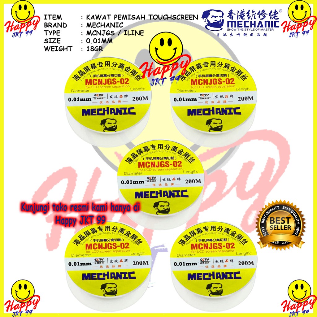 [ HAPPY JKT 99 ] KAWAT PEMISAH TOUCHSCREEN MECHANIC MCNJGS-02 0.01MM 200M ORIGINAL