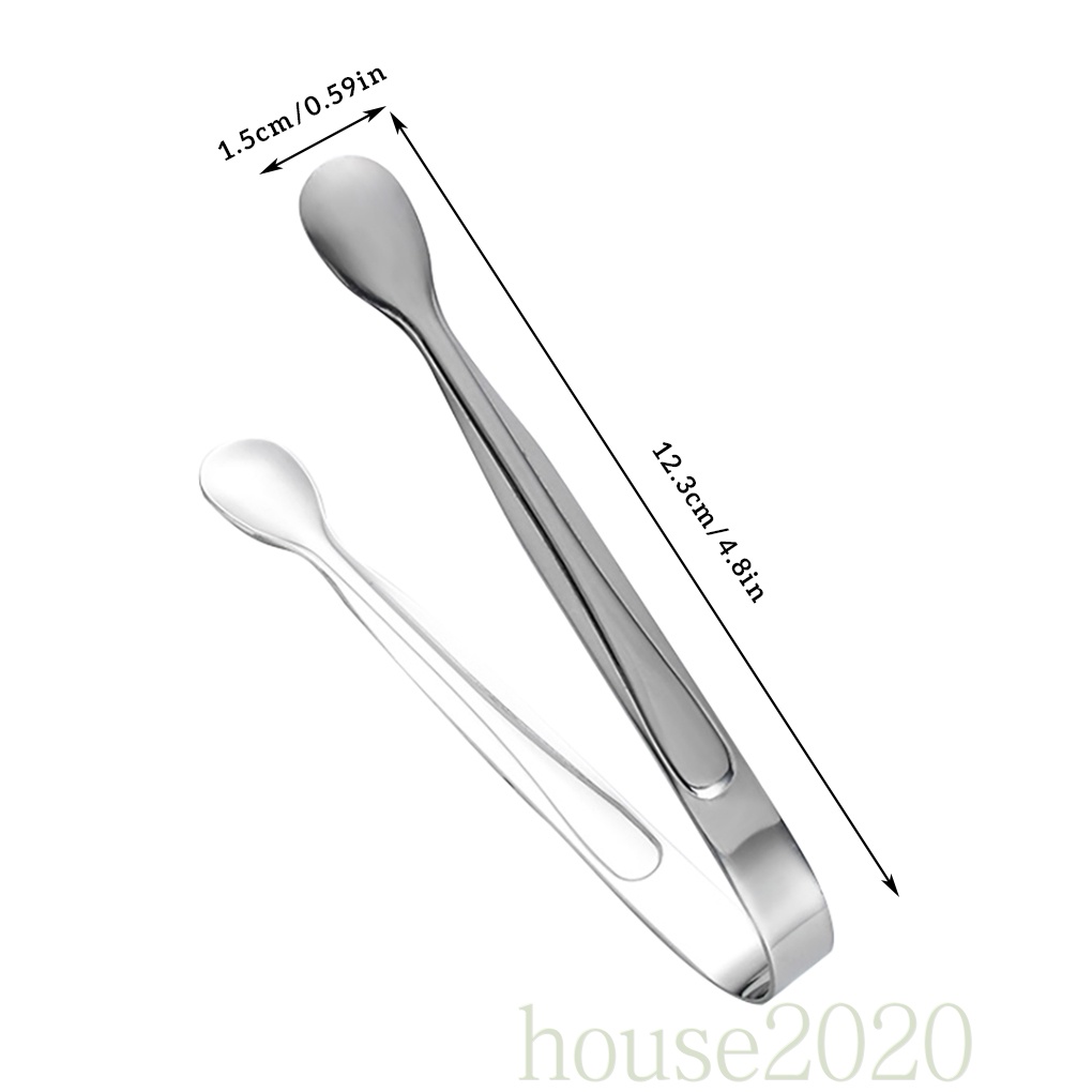 [HOUSE2020]Mini Stainless Steel Sugar Tong Hotel Bar Ice-Cube Picker Coffee Tea Food Serving Tool, Silver