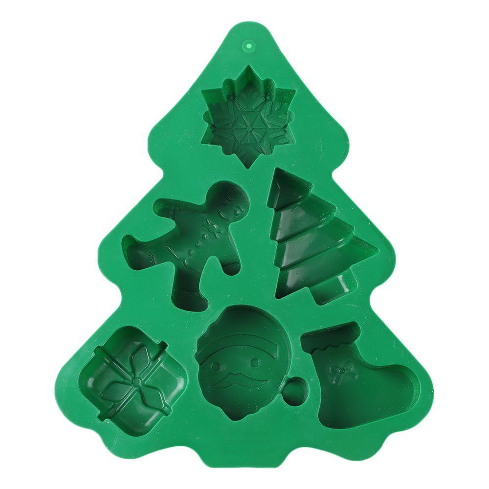 R-FLOWER Cetakan Silikon Natal Sabun Coklat Praktis Bentuk Snowflake Santa Snowman