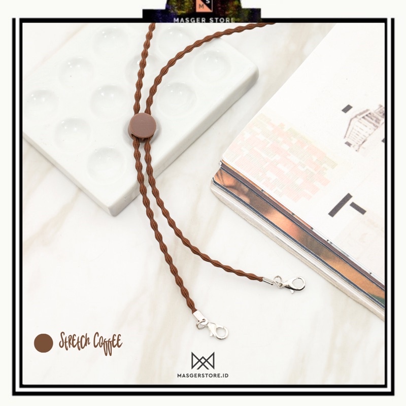 Kalung Masker Hijab 2in1 Strap Masker Elastis Stretchy Tali masker Kalung Strap Mask Hijab Strap Mask Premium-Stretch Coffee