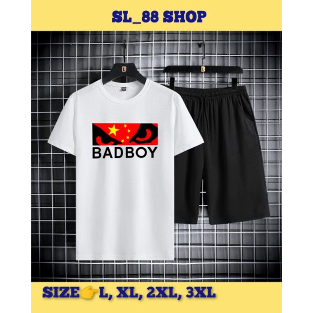 Set Pakaian Pria, Kaos+Celana Pendek Bermotif Red BadBoy