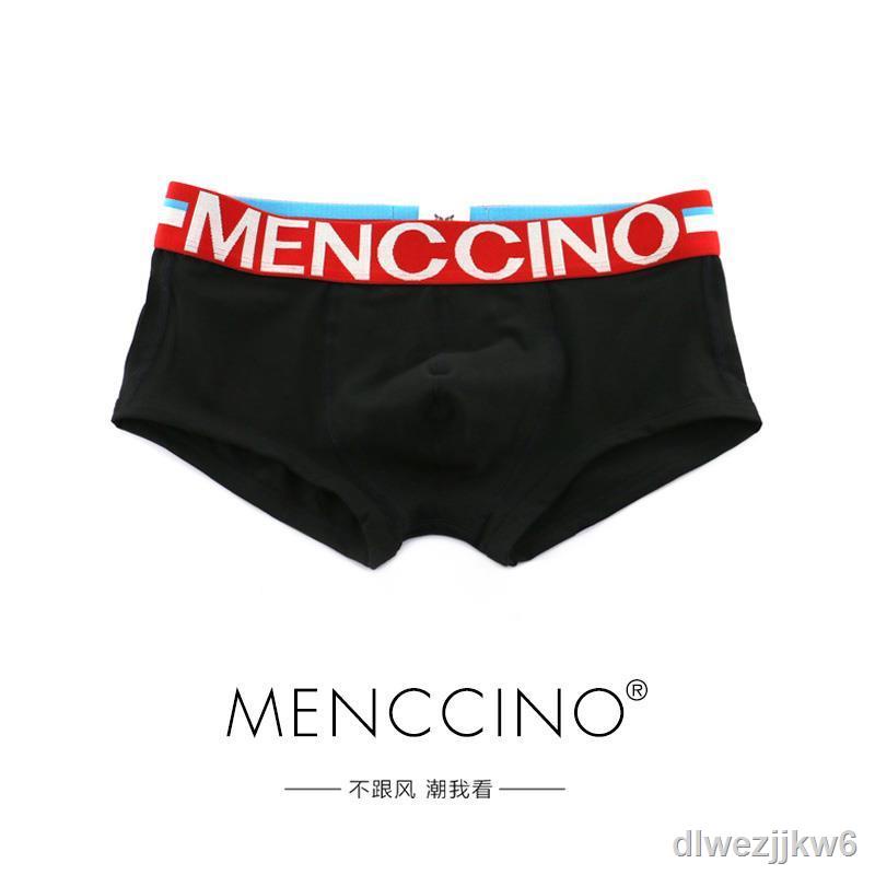 ☁♕Menccino Baru Katun Trendi Pria Celana Boxer Seksi Pinggang Rendah Slim Bernapas Pemuda Kepribadia