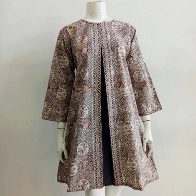 Tunik Pias Cuwiri 03, batik  cap Cuwiri. M-xl. Rits belakang
