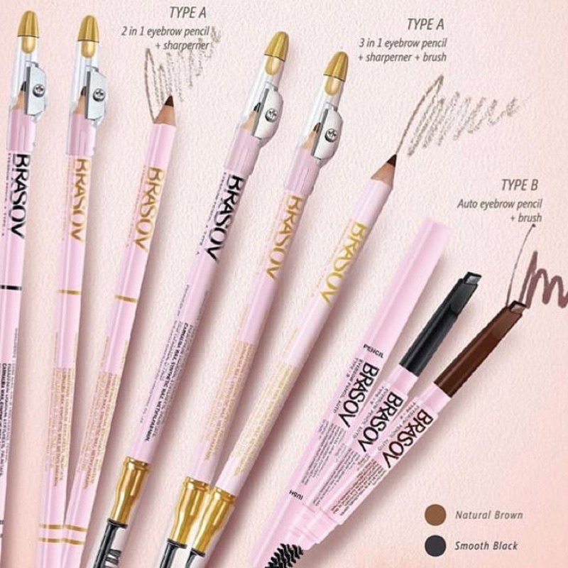 BRASOV PENSIL ALIS ORIGINAL 3in1 type A EYEBROW Pencil Rautan &amp; Sikat