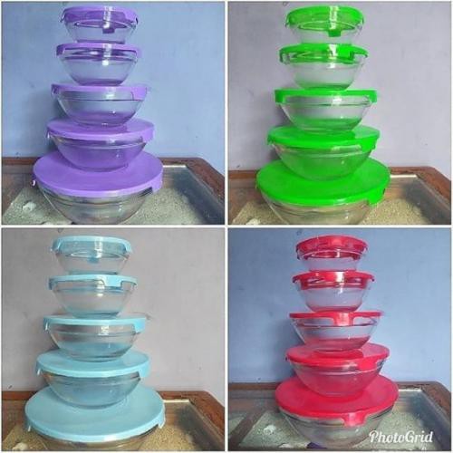 Kimglass Imperial Bowl Set 5in1 Ori / Mangkok Beling Bahan Tebal/Mangkok Kimglass/Mangkok Kaca Tebal