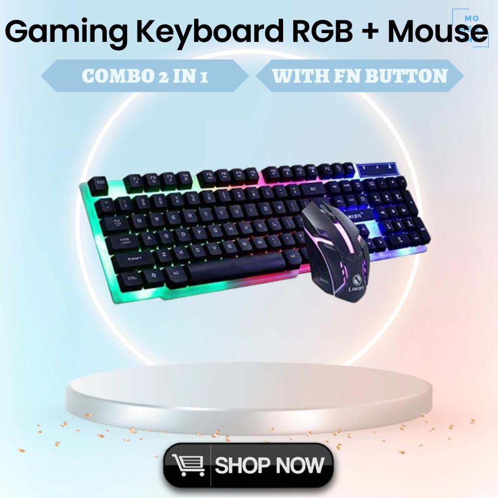 Limeide Gaming Keyboard Mouse Mause Mous Mechanical Mekanik Eksternal Gaming Portable RGB LED Laptop