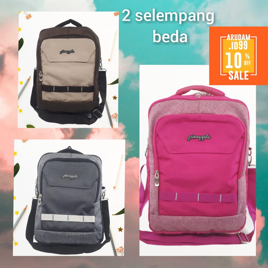 COD Tas Ransel Pineapple Wanita Terbaru Multifungsi 2 Slempang Laptop Bag dan Backpack Model