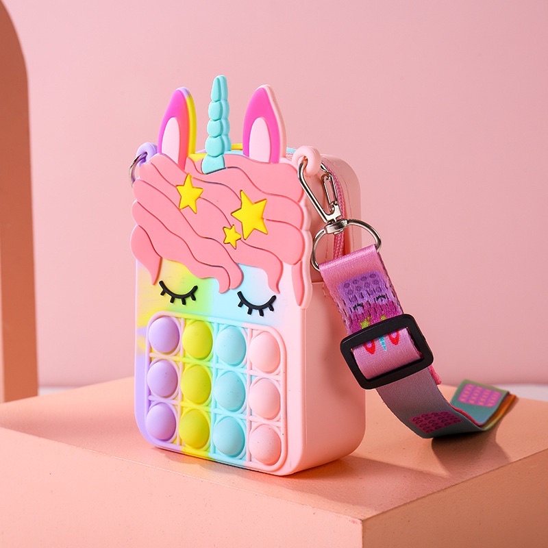 Tas Unicorn Anak Anak Pop it Sling Mini Bag [INCLUDE TALI SLING] [UNICORN / FRUIT / RAINBOW]