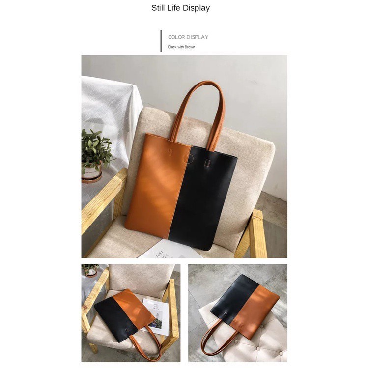PROMO BISA COD - TOTEBAG RESLETING KULIT BOTEGA [MUAT LAPTOP] KOMBI 2I HITAM, KREM, COKLAT | TOTEBAG KASUAL/KOREAN | TOTEBAG KERJA, KULIAH, SEKOLAH, TRAVELING | TOTEBAG FASHION SHOW