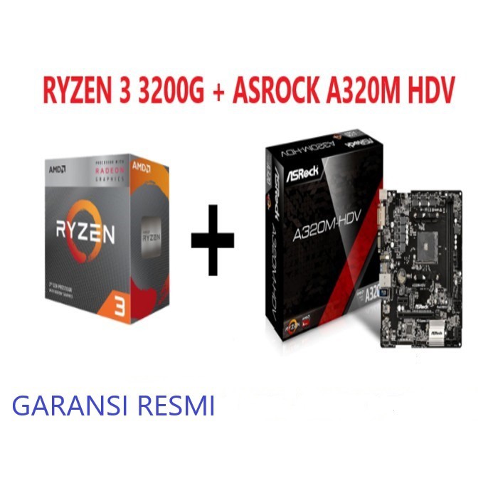Paket Processor AMD Ryzen 3-3200G BOX + MB Asrock A320M-HDV