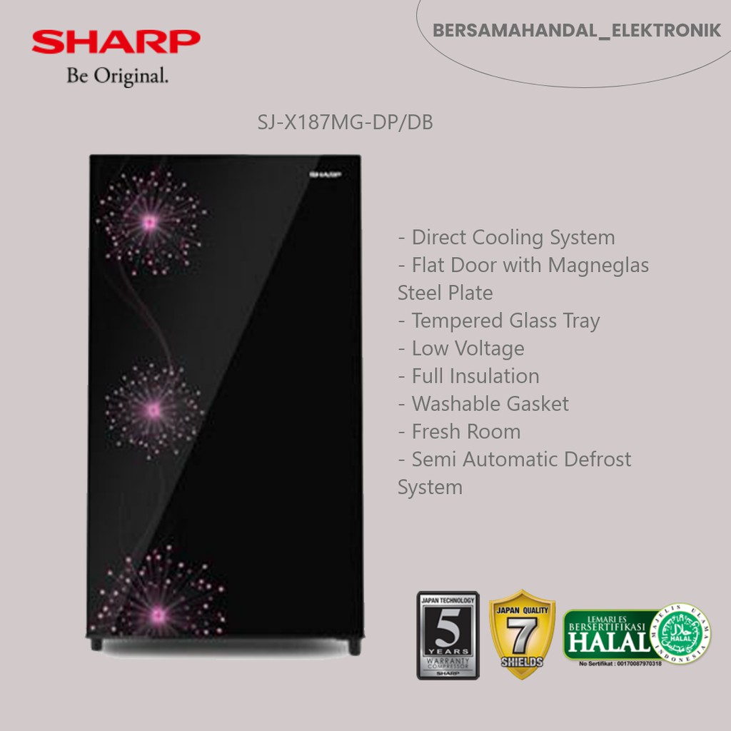 Kulkas Sharp SJ-X187 MG 1 pintu/Lemari ES 1Pintu Sharp/Kulkas Sharp Shine SJ-X187