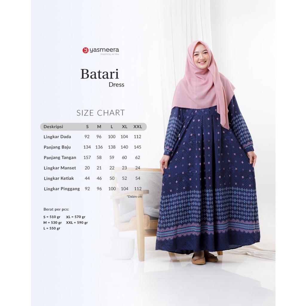 DRESS ONLY YASMEERA ORIGINAL BATARI DRESS BLACK BROWN CHARCOAL GREY NAVY OLIVE GAMIS DEWASA GAMIS TR