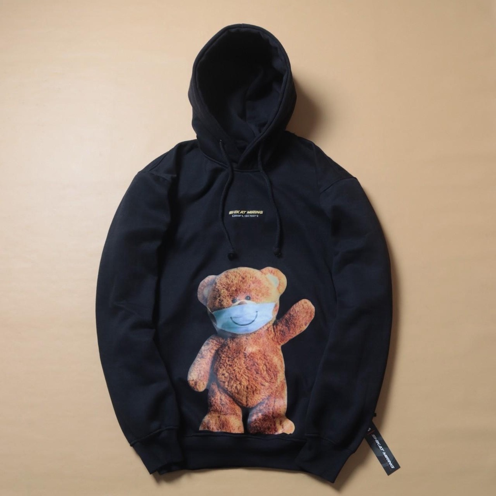 HOODIE JAKET SKM MOTIF BEAR WHITE ORIGINAL UNISEX I HOODIE SWEATER JAKET PREMIUM ORIGINAL SHIKAT MIRING TERLARIS