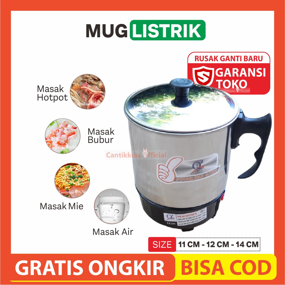 Mug Listrik Gelas Listrik Pemanas Air Masak Rebus Air Mie Listrik Stainless  - Alat Masak Listrik