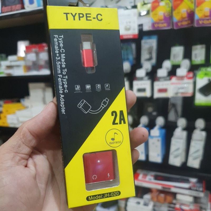 SPLITTER HANDFREE DUAL LIGHTNING CONVERTER ANDROID TYPE C JH-020