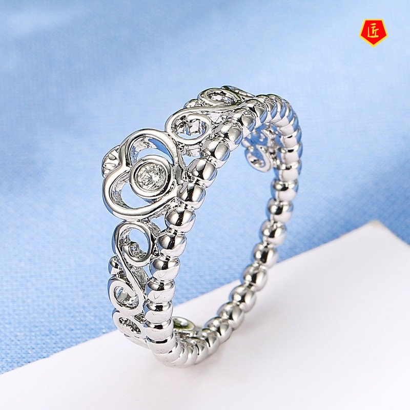 [Ready Stock]Silver Fashion Vintage Crown Ring Exquisite and Elegant