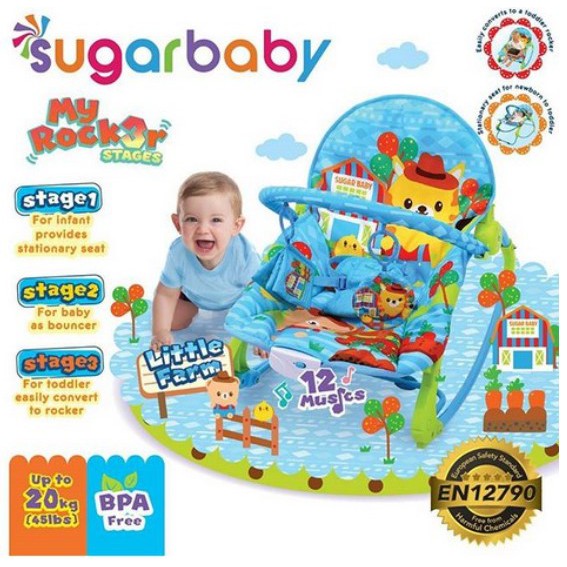 Sugar Baby My Rocker 3 Stages Bouncer Baby Ayunan Bayi Baby Chair Tempat duduk Bayi