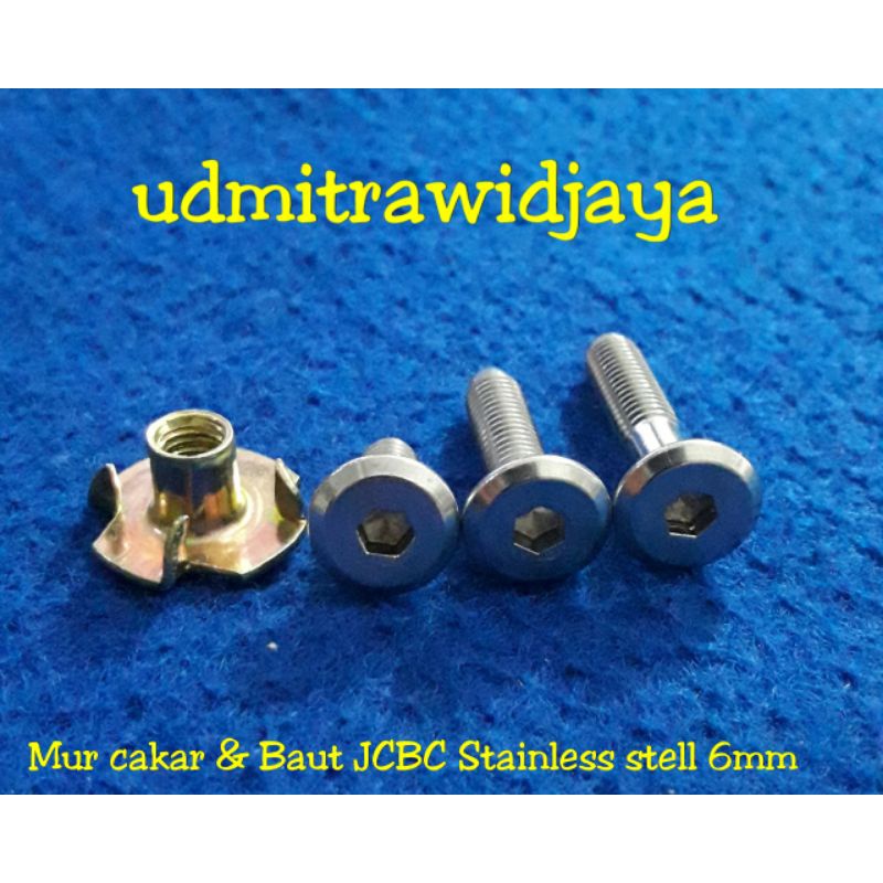 Baut speaker M6 stainless baut mur cakar 6mm baut box speaker baut tirus verseng ss flat L model JCBC accesories speaker miniatur baud salon spiker anti karat