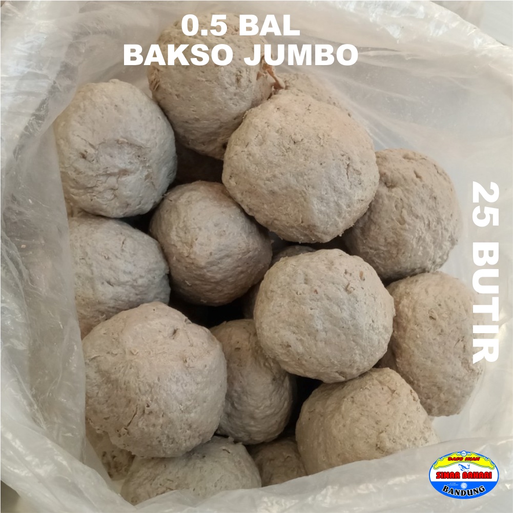 BAKSO / BASO IKAN SINAR BAHARI BANDUNG 0,5 Bal Bakso Ikan Jumbo Isi Tetelan / Cabe