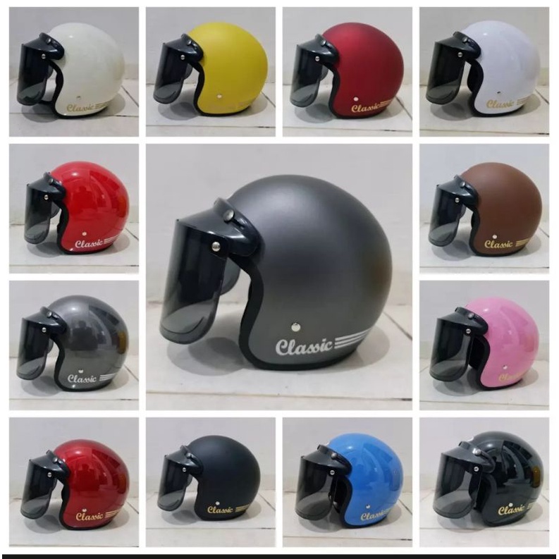 Helm Bogo Dewasa Classic Garis / Helm Retro Bogo Classic Dewasa Doff dan Glossy SNI