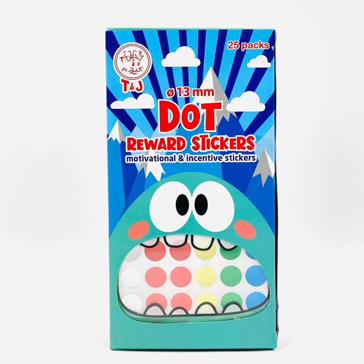 

REWARD STICKER T&J LINGKARAN BESAR 13 MM / Stiker Label Penanda Hadiah T&J Polkadot Bulat 13 MM