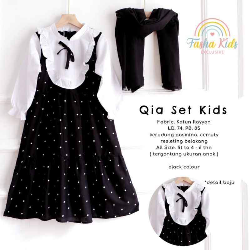 Gamis Anak lengkap dengan Jilbab Qia Set By Fasha