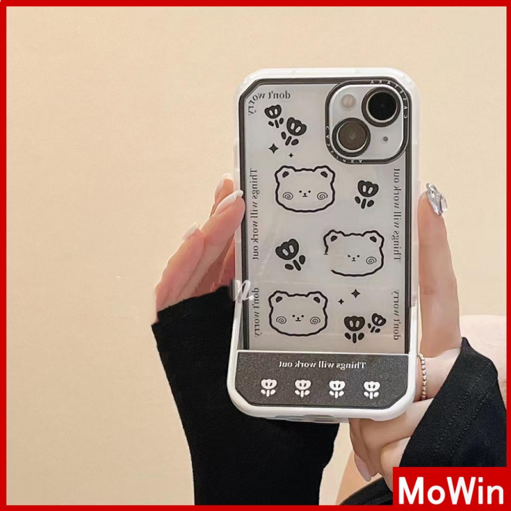 iPhone Case Silicone Soft Case Clear Case Folding Stand Shockproof Protection Camera Cartoon Bear Cute Compatible For iPhone 11 iPhone 13 Pro Max iPhone 12 Pro Max iPhone 7Plus xr