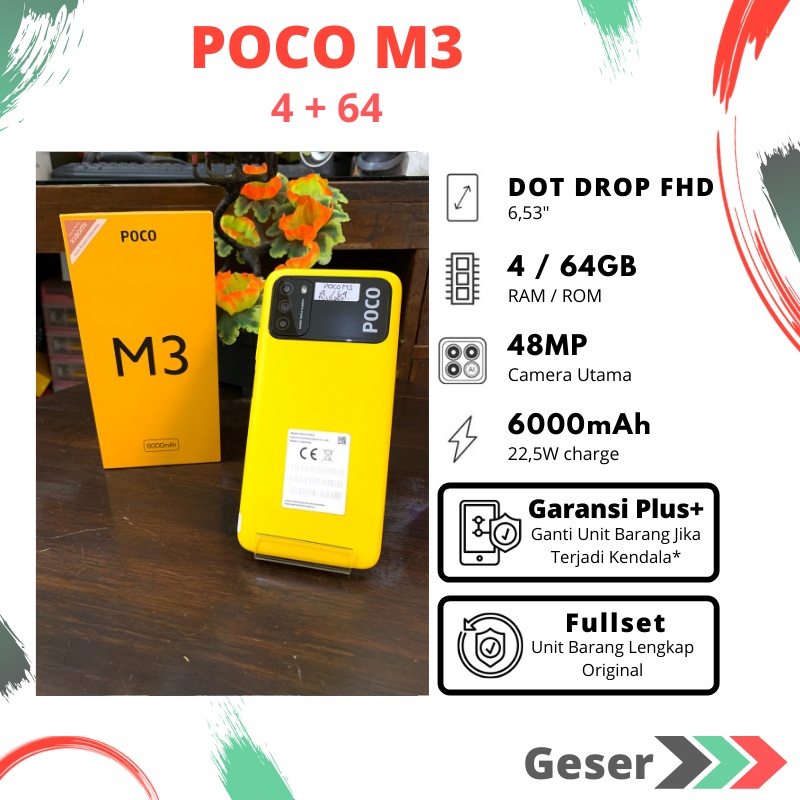 POCO M3 4/64 Original Garansi ( Seken Like New )