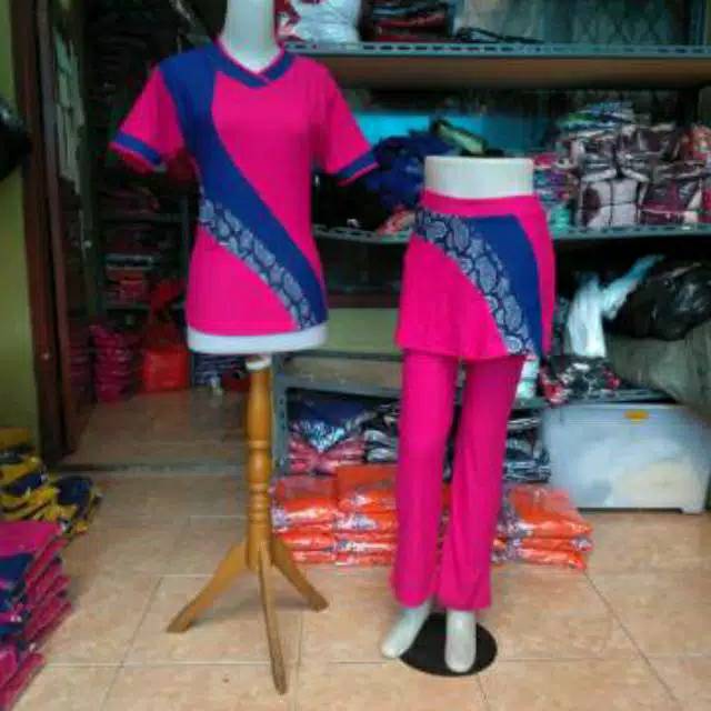 stelan senam olahraga wanita baju senam baju fitnes baju denim baju wanita pink fanta konveksi baru