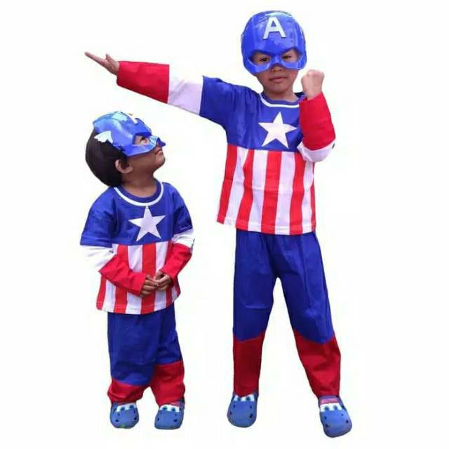 Kostum baju anak captain america tanpa tameng felix / baju anak captain america topeng